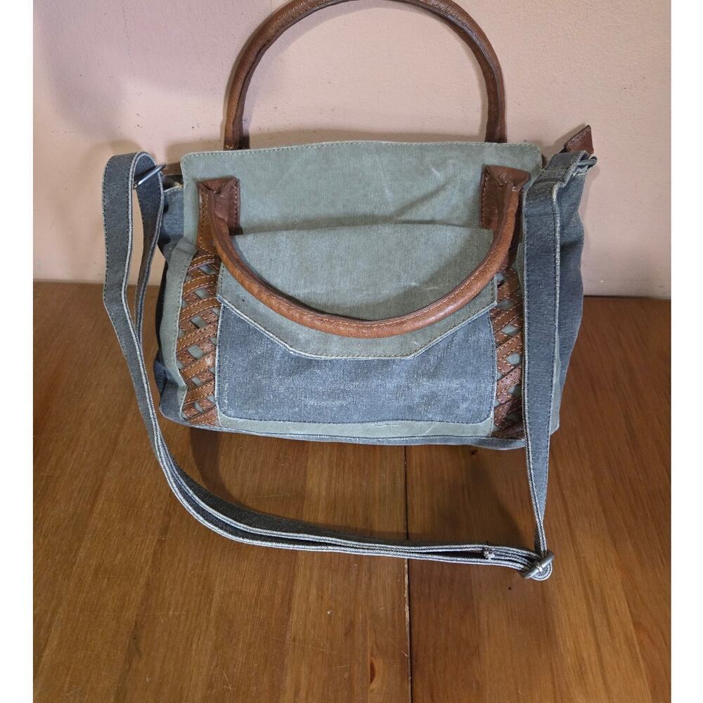 B Mona Crossbody Handbag Boho Cotton and Leather Medium Size